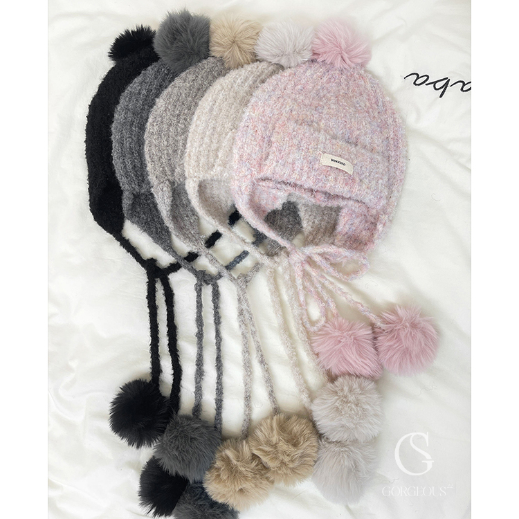 S120 現貨「胖胖兔毛球保暖帽」