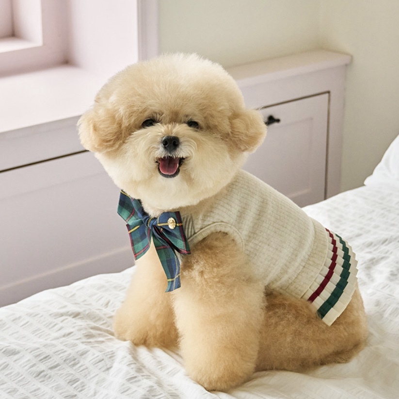 預科生 學院風-百摺連身裙 -燕麥Oatmeal It’s sunny outside