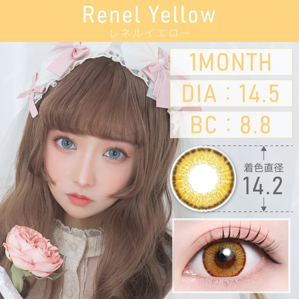 [月拋] TeAmo 1 Month Renal Yellow 有色彩妝隱形眼鏡｜每盒2片