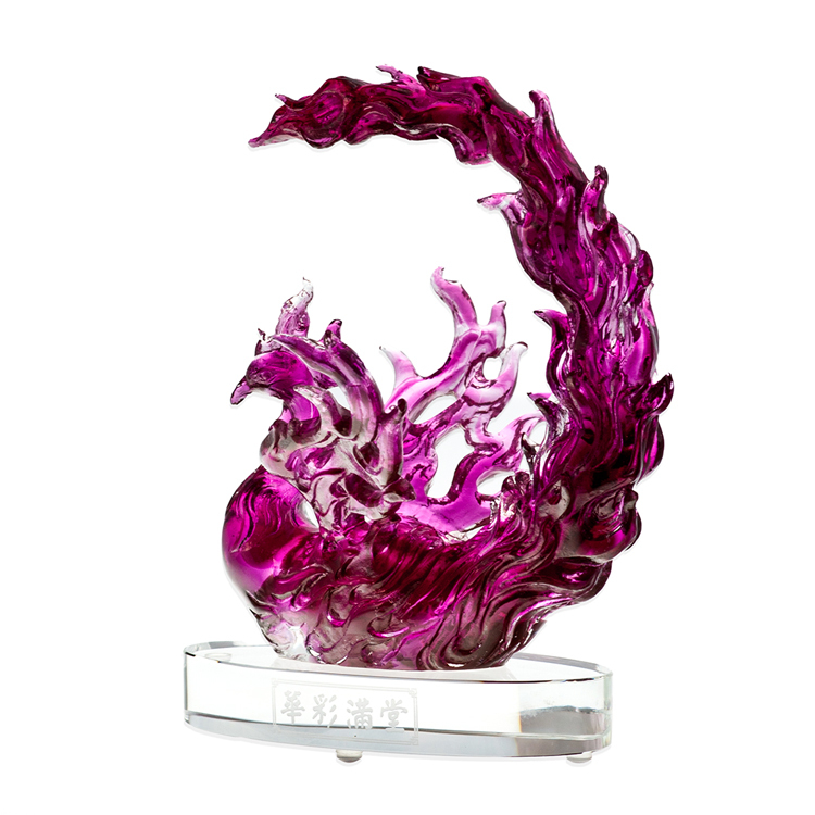 鹿港窯禮品館│精緻琉璃擺飾鳳凰-紅火高展:祝福和平與幸福的吉祥物