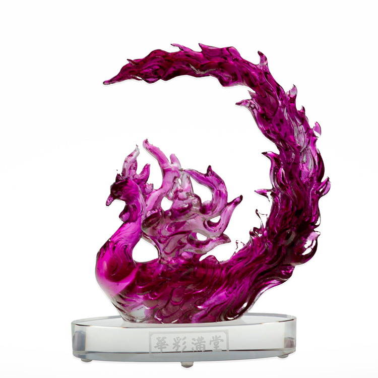 鹿港窯禮品館│精緻琉璃擺飾鳳凰-紅火高展:祝福和平與幸福的吉祥物