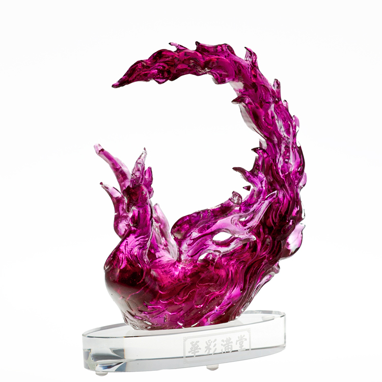 鹿港窯禮品館│精緻琉璃擺飾鳳凰-紅火高展:祝福和平與幸福的吉祥物