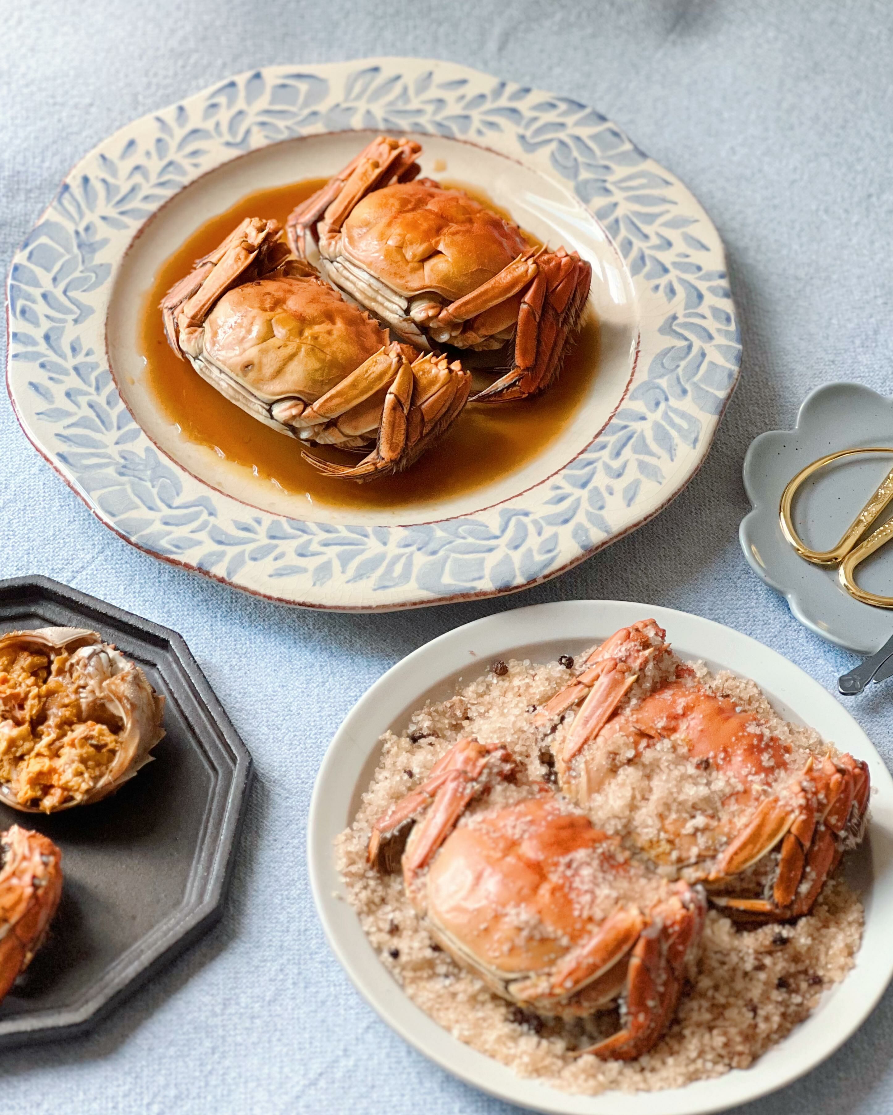 冰醉大閘蟹3隻+鹽焗大閘蟹蟹3隻（5-5.5両）