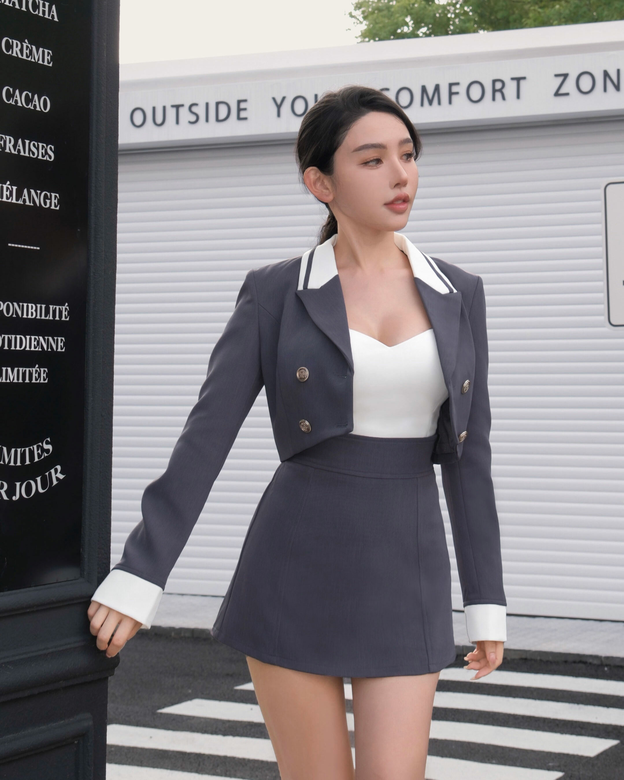 訂製-海軍領撞色西裝套裝