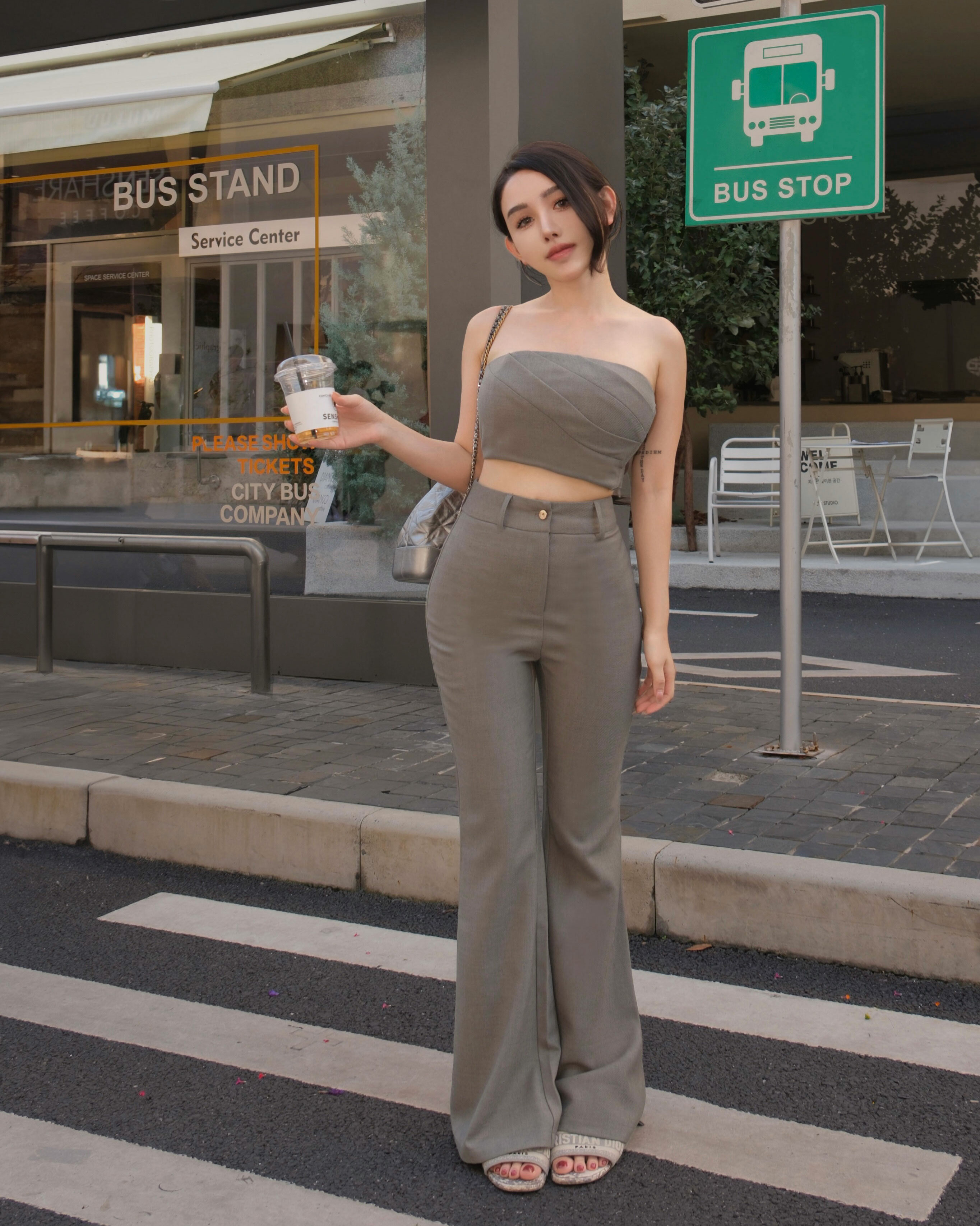 訂製-韓系西裝麻平口套裝