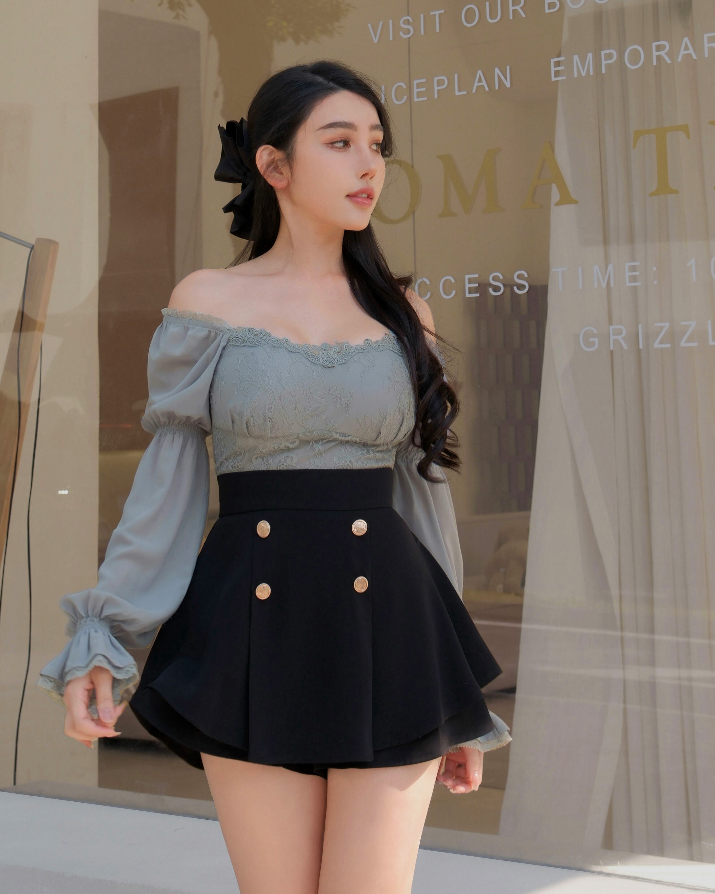 訂製-古典宮廷蕾絲雪紡上衣