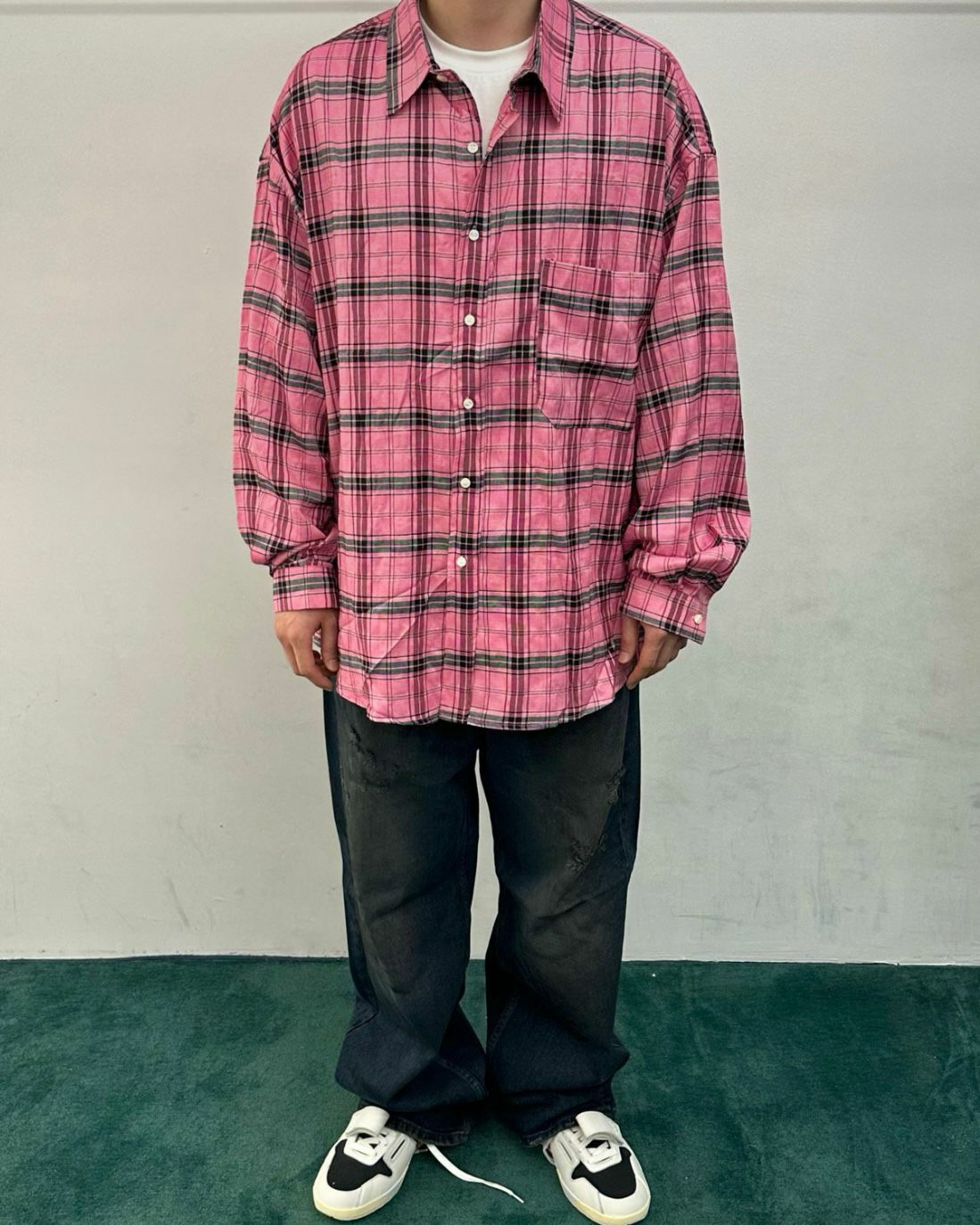 格仔長袖恤衫 WELL DONE-085S