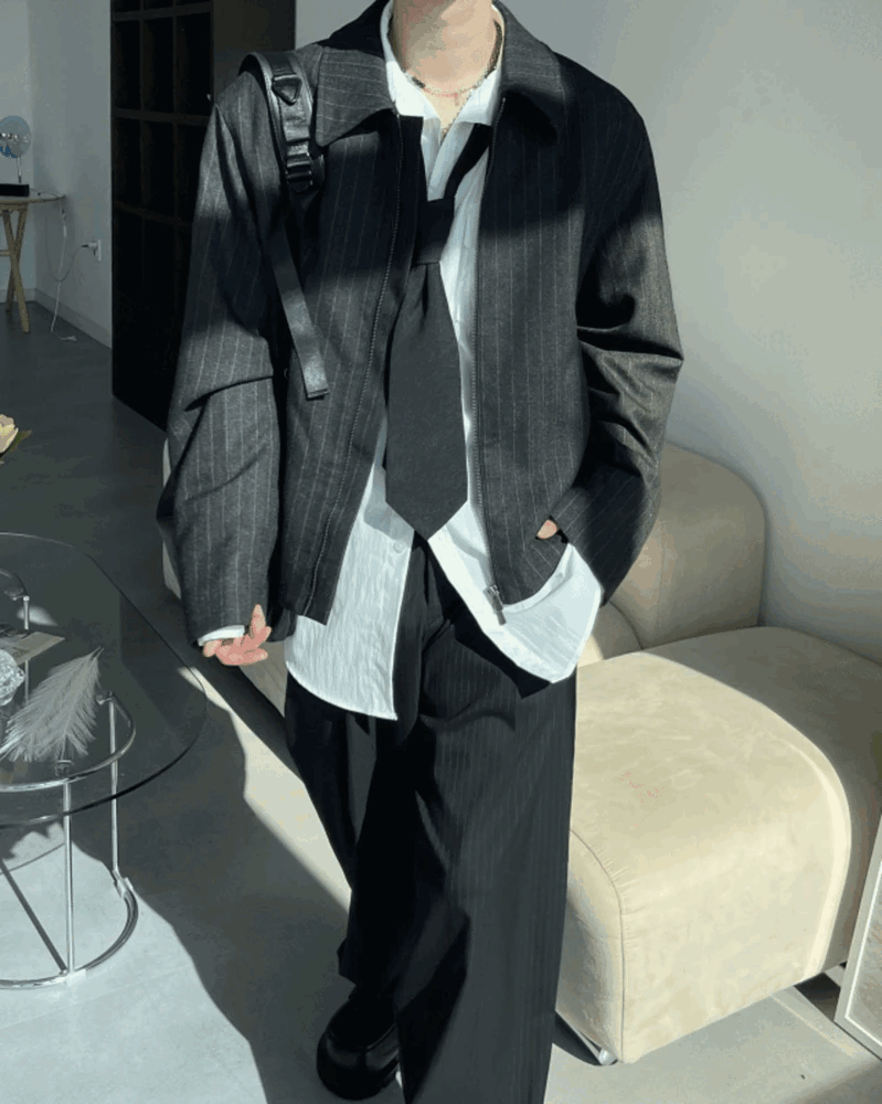 City 短版條紋夾克