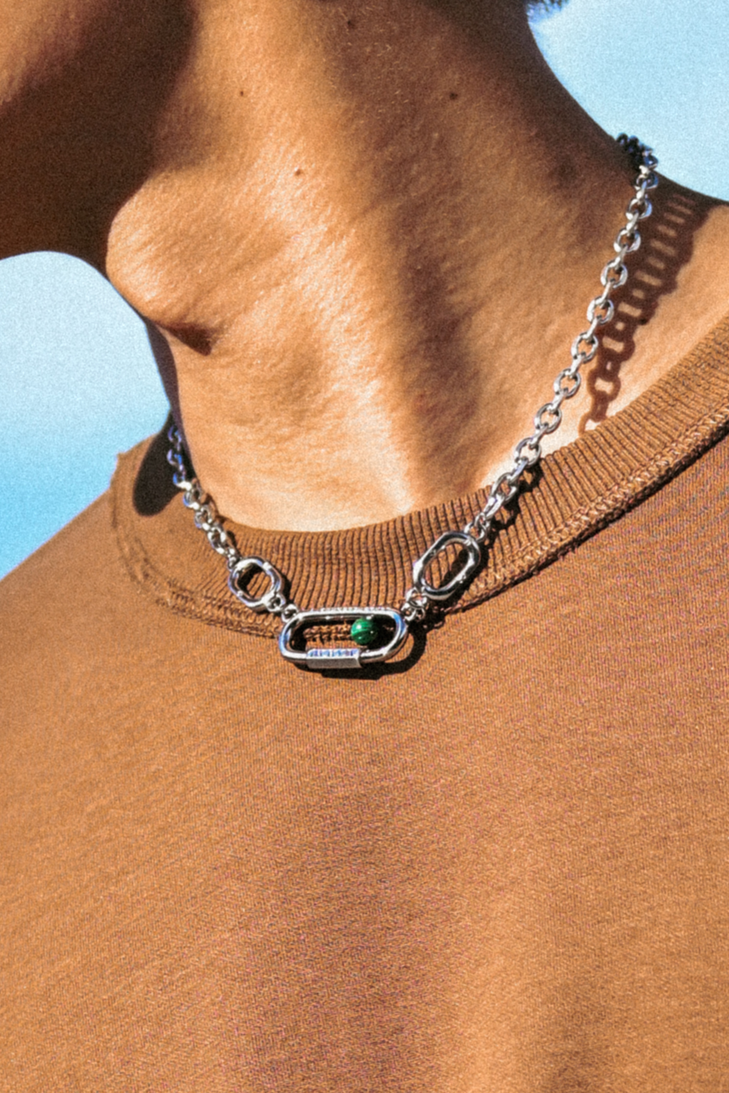 JADE GEM CARABINER NECKLACE