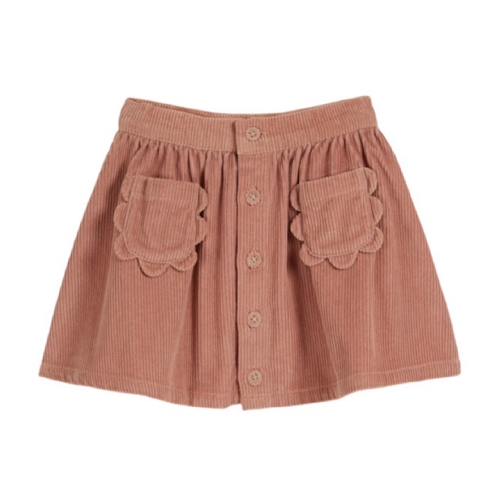 Emile et Ida Velvet Skirt with Floral Pockets, Pecan main image 0