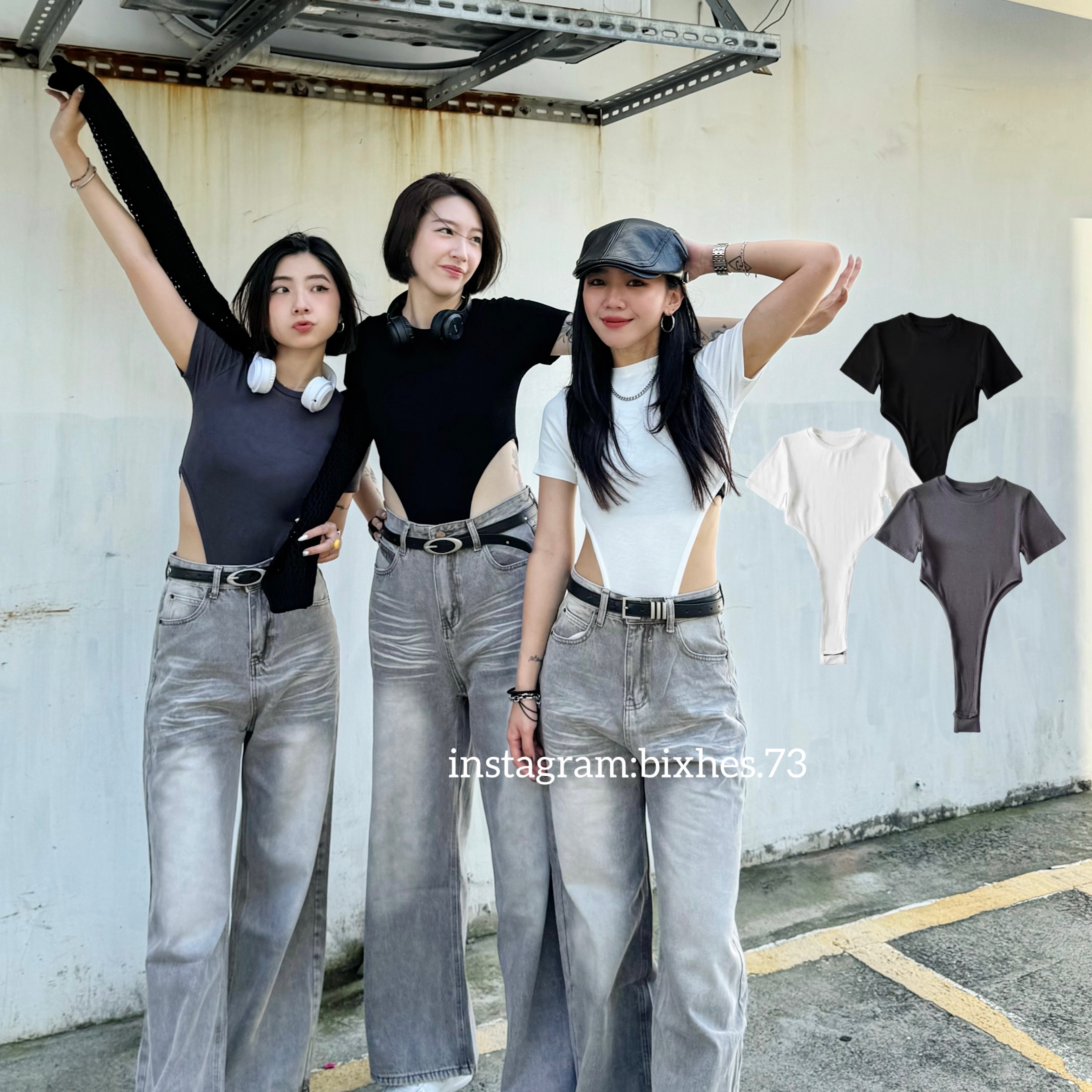 基礎短袖短版連體衣(A00050)