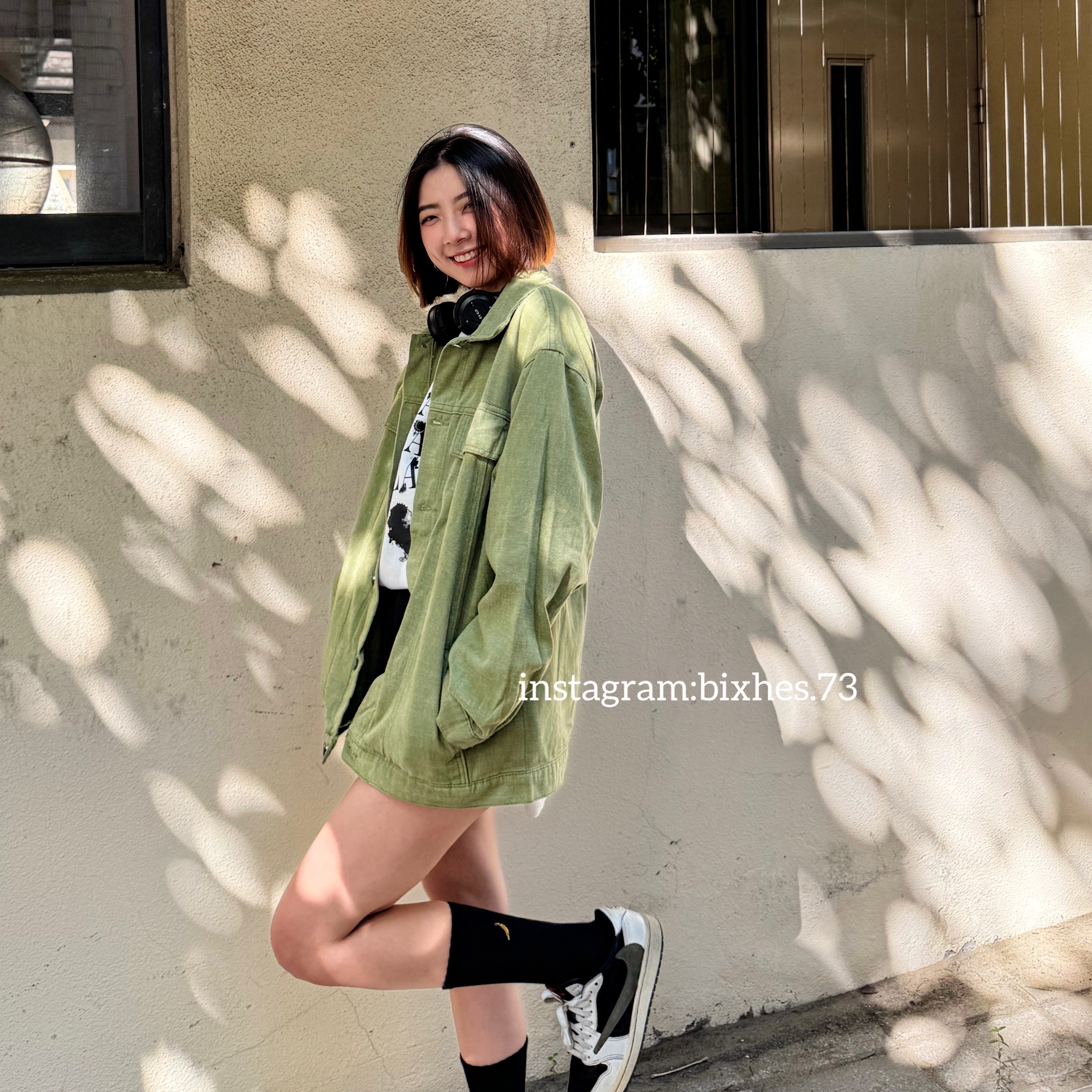 復古松綠牛仔外套(F00045)