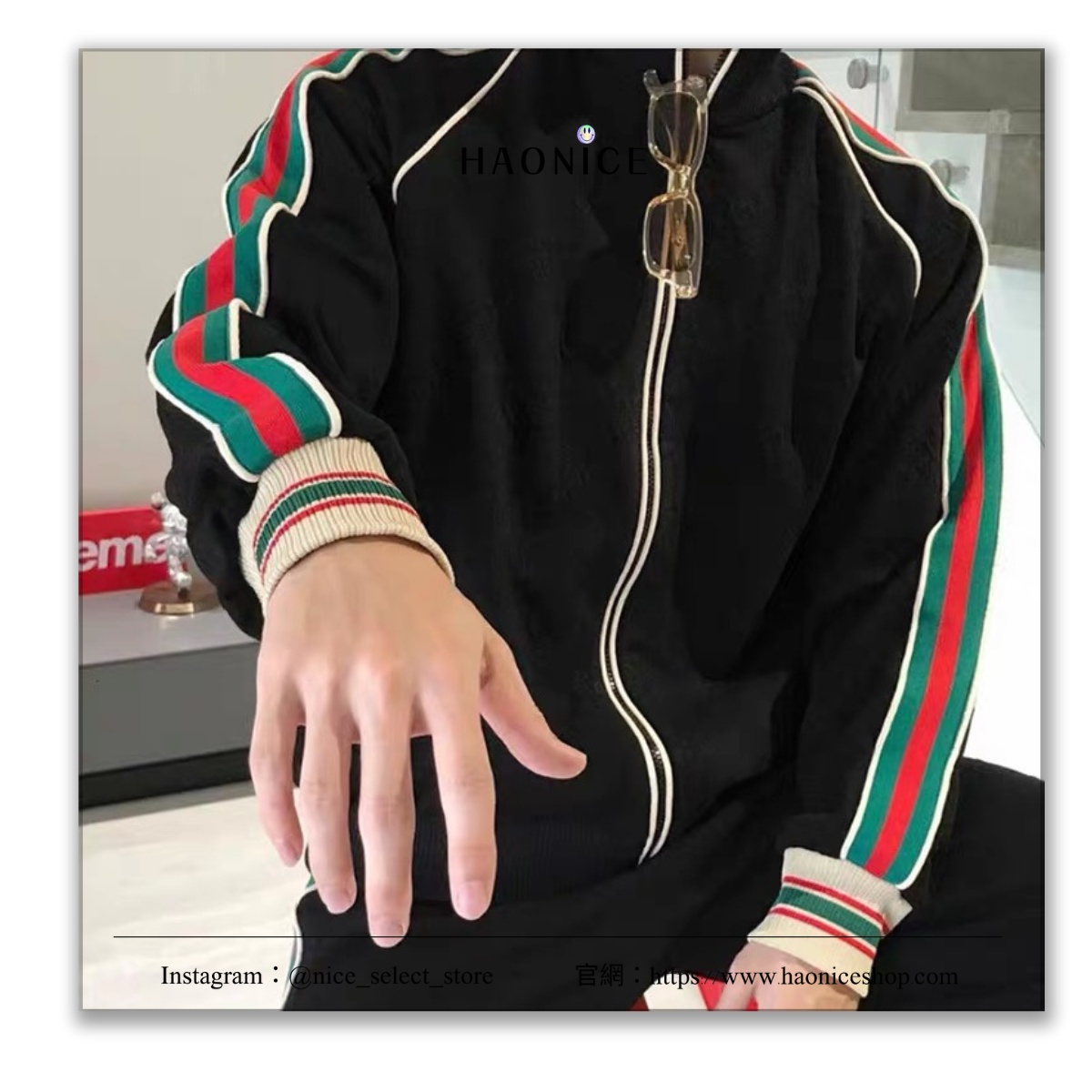 【NICE 歐美日韓代購】長袖 微高領外套 GUCCI古馳 GC微高領拉鍊外套 經典配色 百搭不敗款🔥