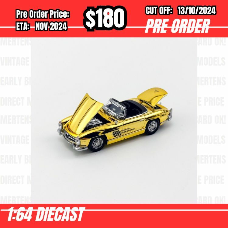 PO-$180 * YS Model * 1:64 300SL Roadster W198 Chrome Gold [OD10/10]