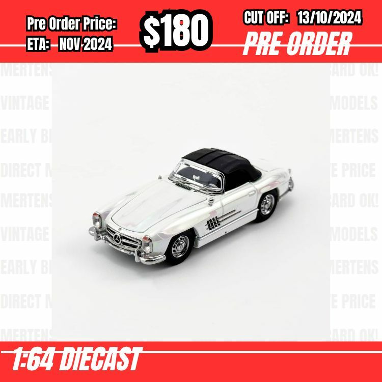 PO-$180 * YS Model * 1:64 300SL Roadster W198 Chrome White [OD10/10]
