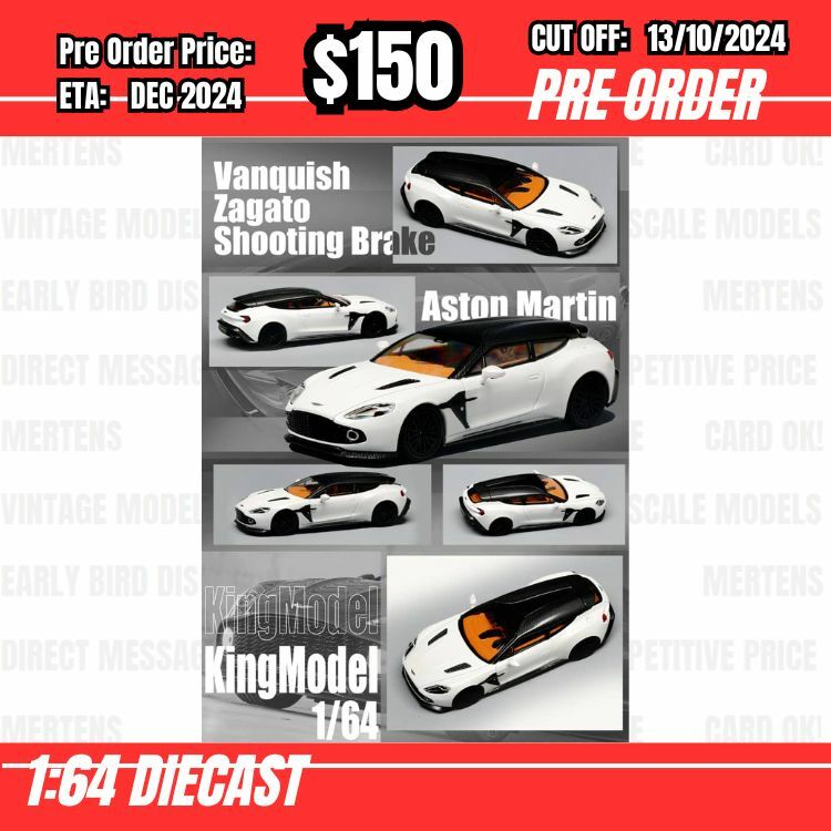 PO-$150 * King Model * 1:64 Aston Martin Vanquish Zegato Shooting Brake White [OD10/10]