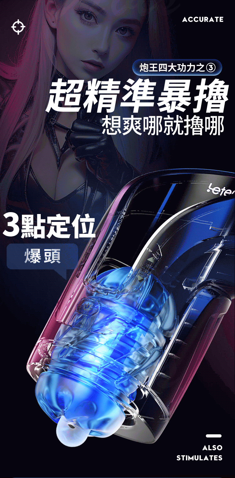 Leten 炮王36絕技杯 全自動伸縮電動飛機杯 3點定位