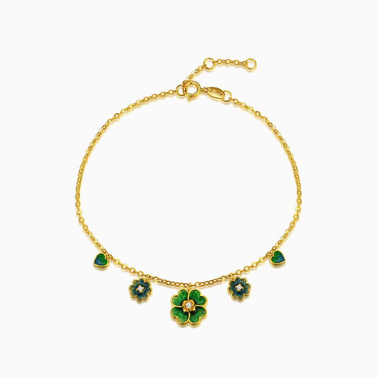 【羌繡｜時尚系列】18K金鑽石琺瑯手鍊