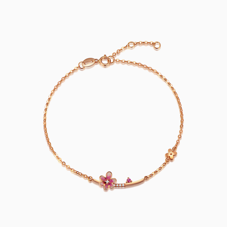 【羌繡｜時尚系列】18K金鑽石琺瑯手鍊