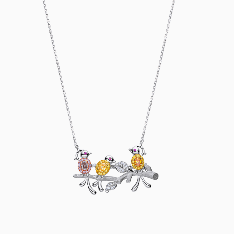 18K Fancy Yellow/Light Pink/Fancy Very Light Pink彩鑽石項鍊