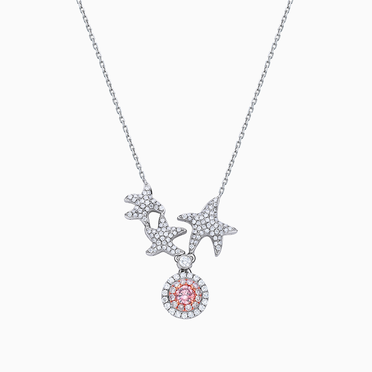 18K Fancy Brownish Orangy Pink 粉紅鑽石項鍊