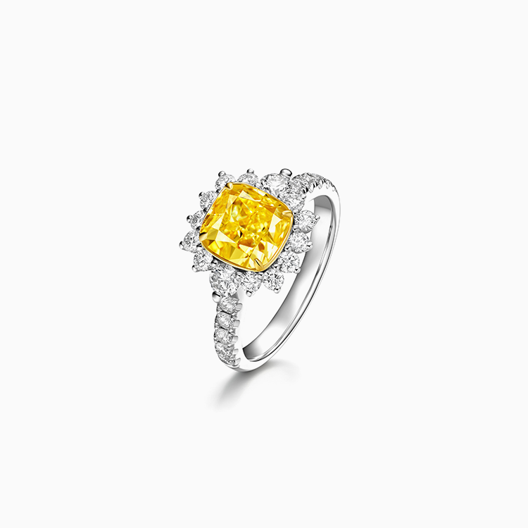 18K Fancy Yellow 黃鑽石戒指