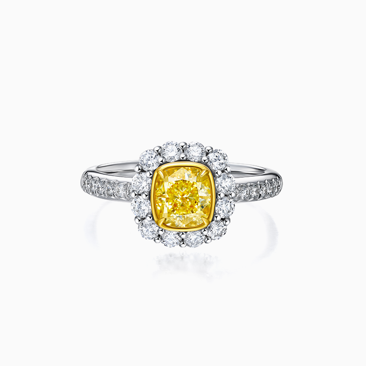 18K Fancy Yellow 黃鑽石戒指
