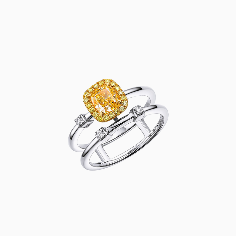 18K Fancy Yellow 黃鑽石戒指