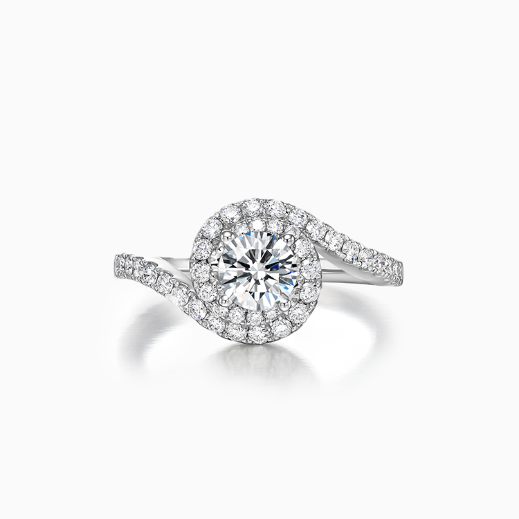 18K 白金鑲單鑽石訂婚戒指