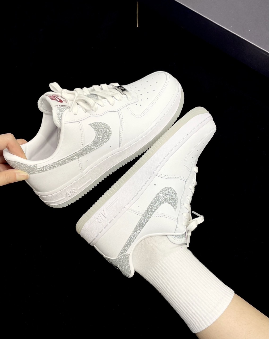 預購 Nike AF1 Low 細閃晶鑽 銀白 灰白 冰晶底