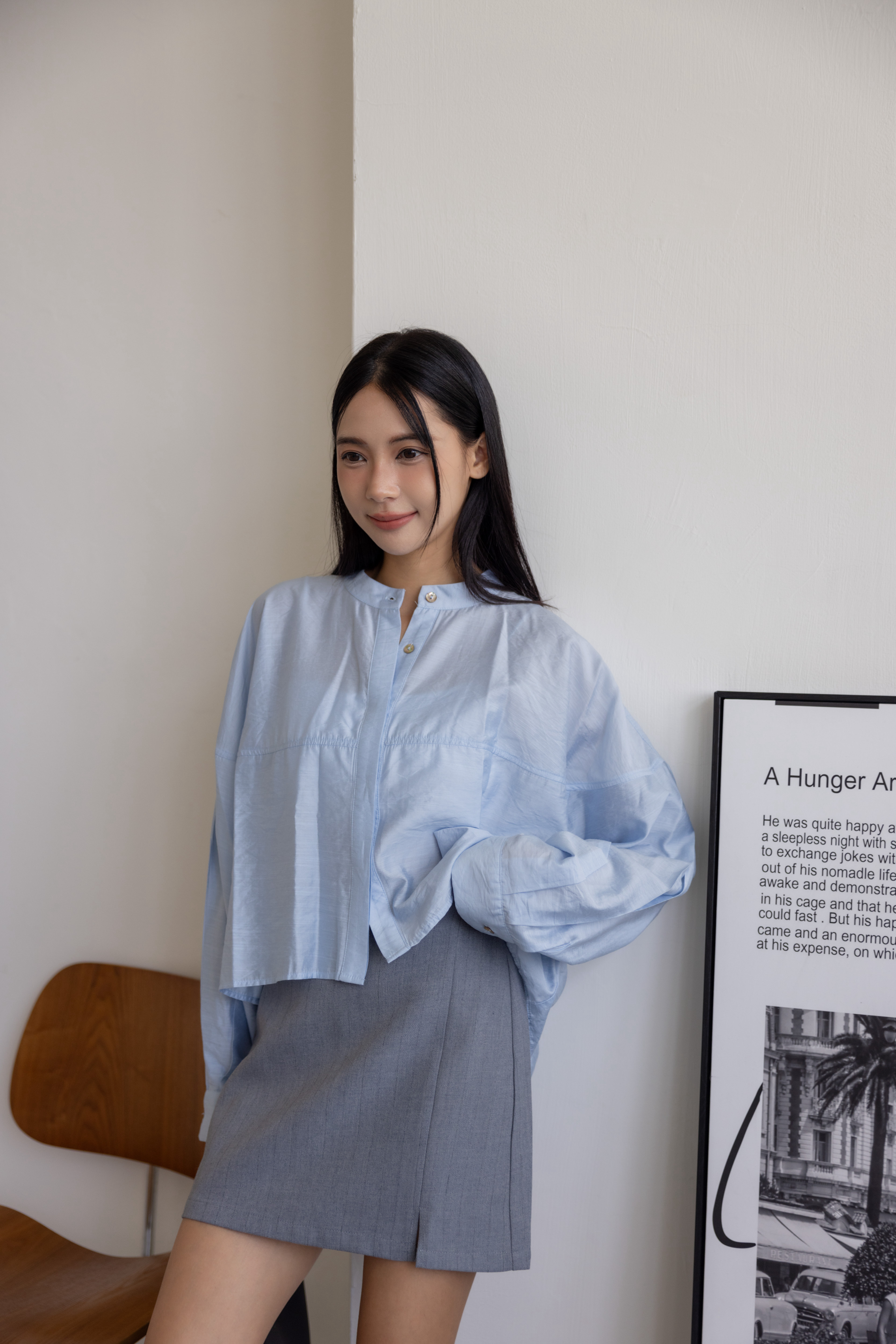 圓領壓線襯衫（兩色）