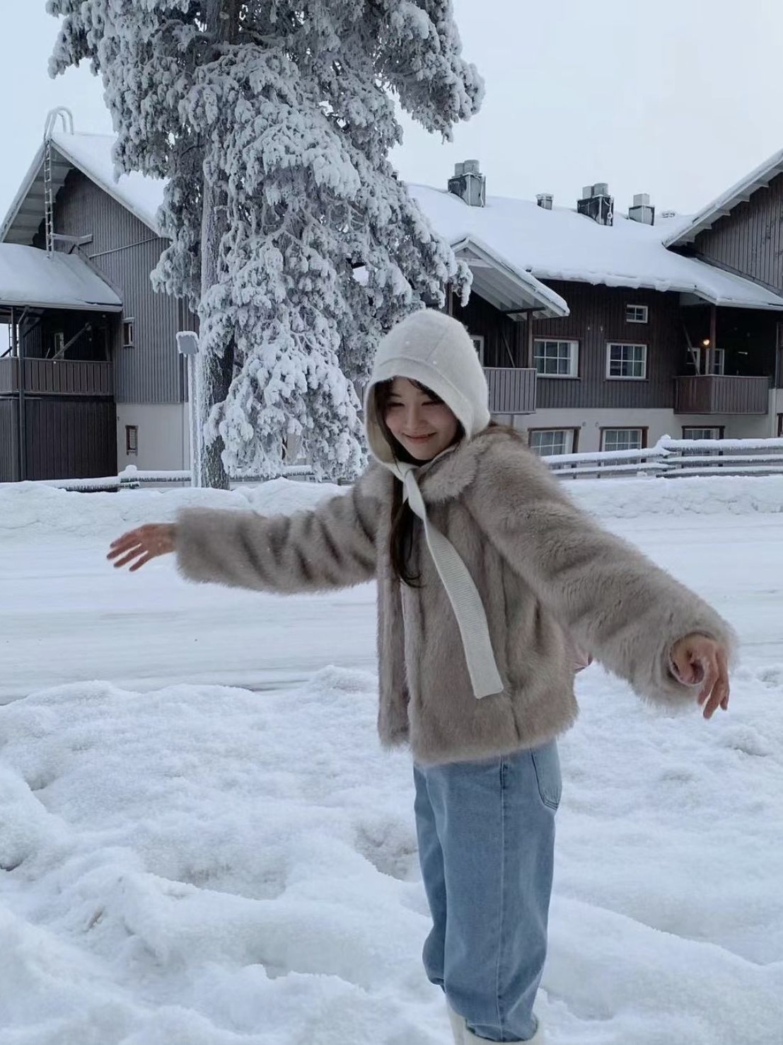 ᴷᴼᴿᴱᴬ 🇰🇷 冬季毛絨絨寬鬆翻領單排扣皮草外套