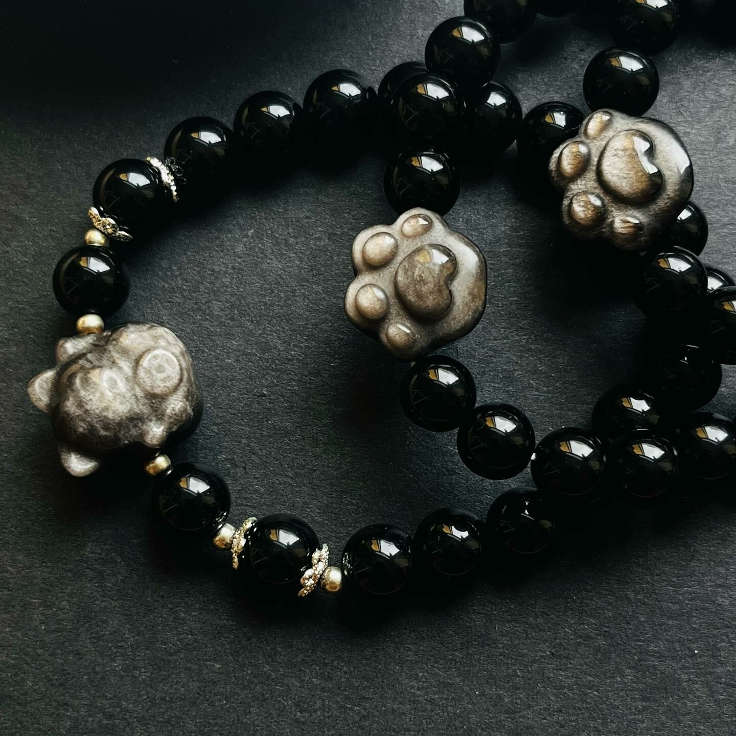 [原石] 黑曜石+銀曜石 水晶手串