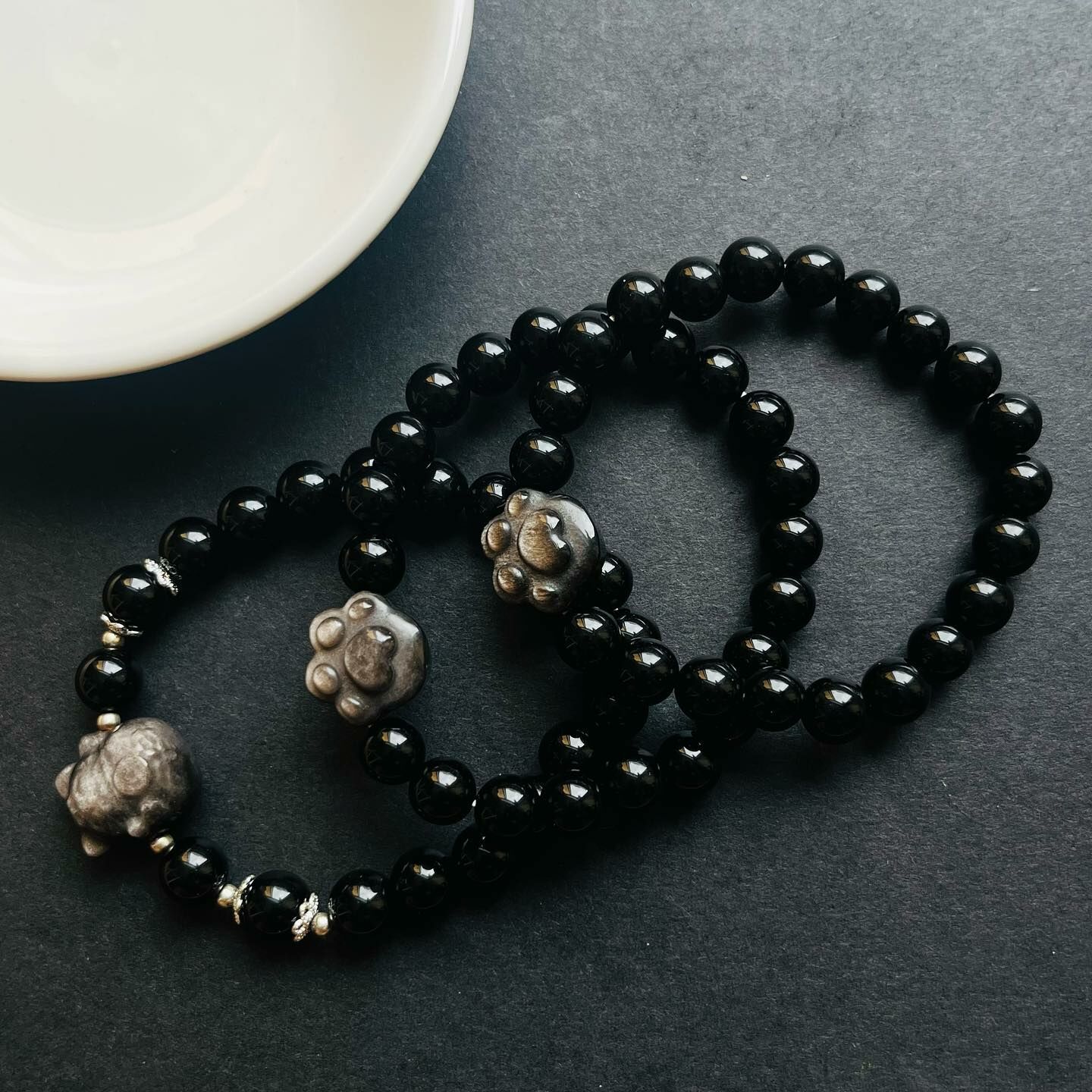 [原石] 黑曜石+銀曜石 水晶手串