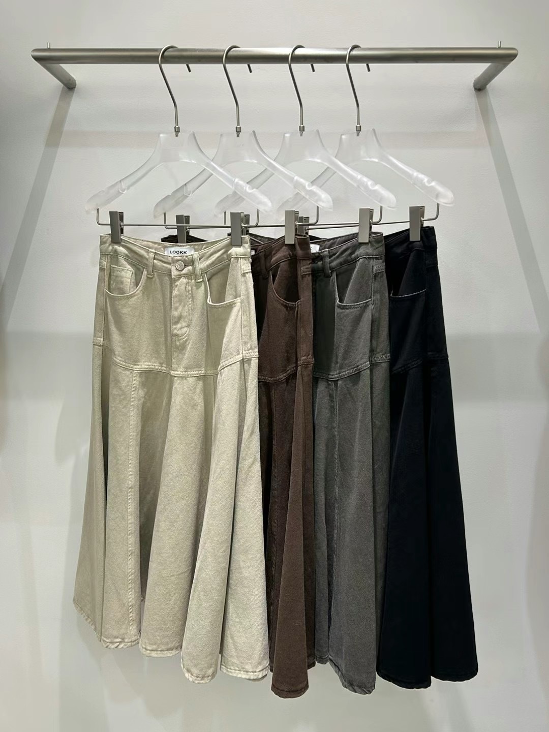 正韓𝜗𝜚 牛仔Ａ字傘裙