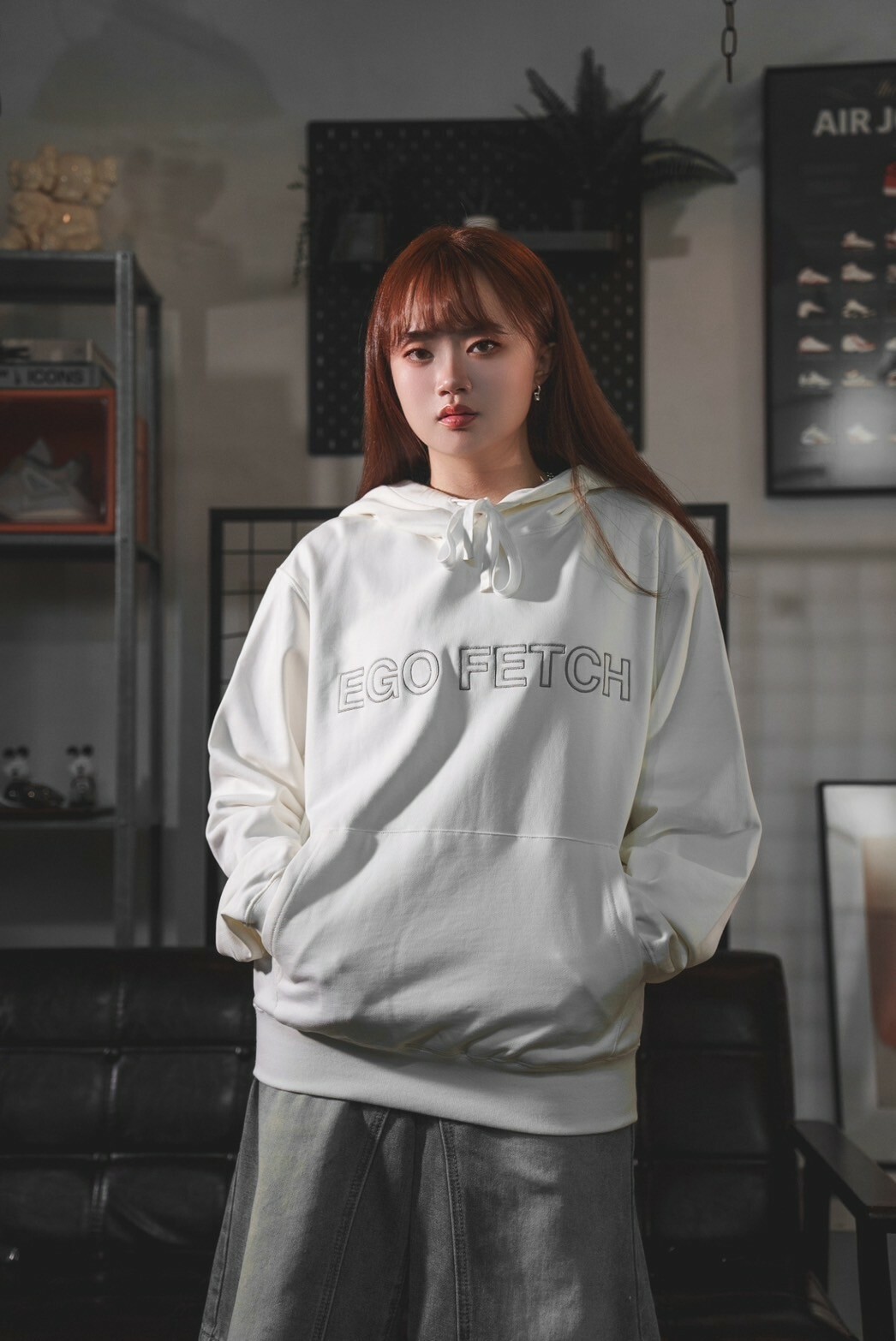 【Focus Store】現貨秒發 EGO FETCH Embroidered Hoodie 刺繡帽T EGO24SSTHD042(WH)