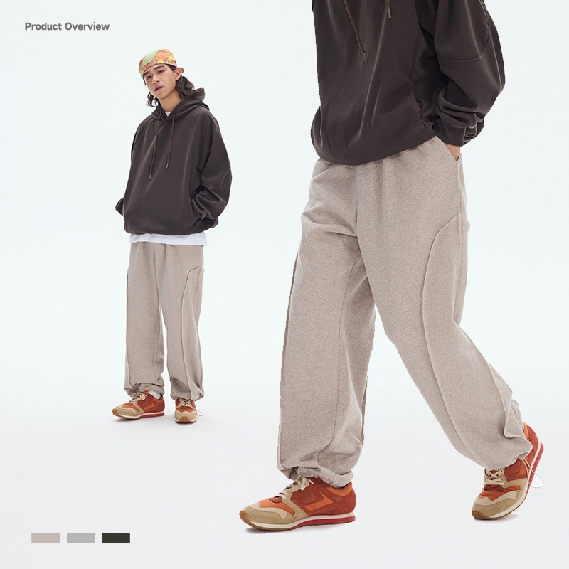 10M27 弧形線條運動風刷毛棉褲 三色