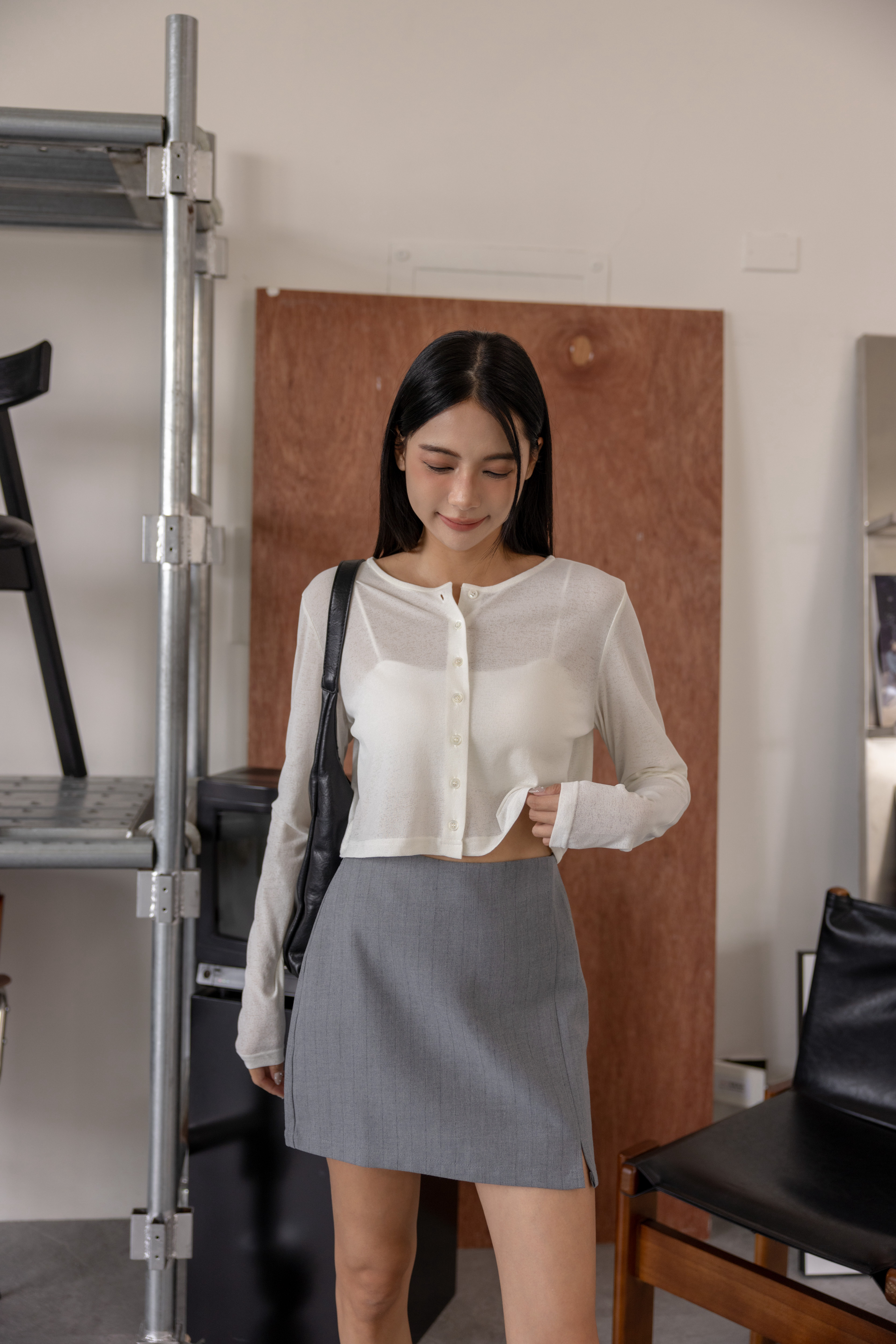 綁帶針織上衣（兩色）