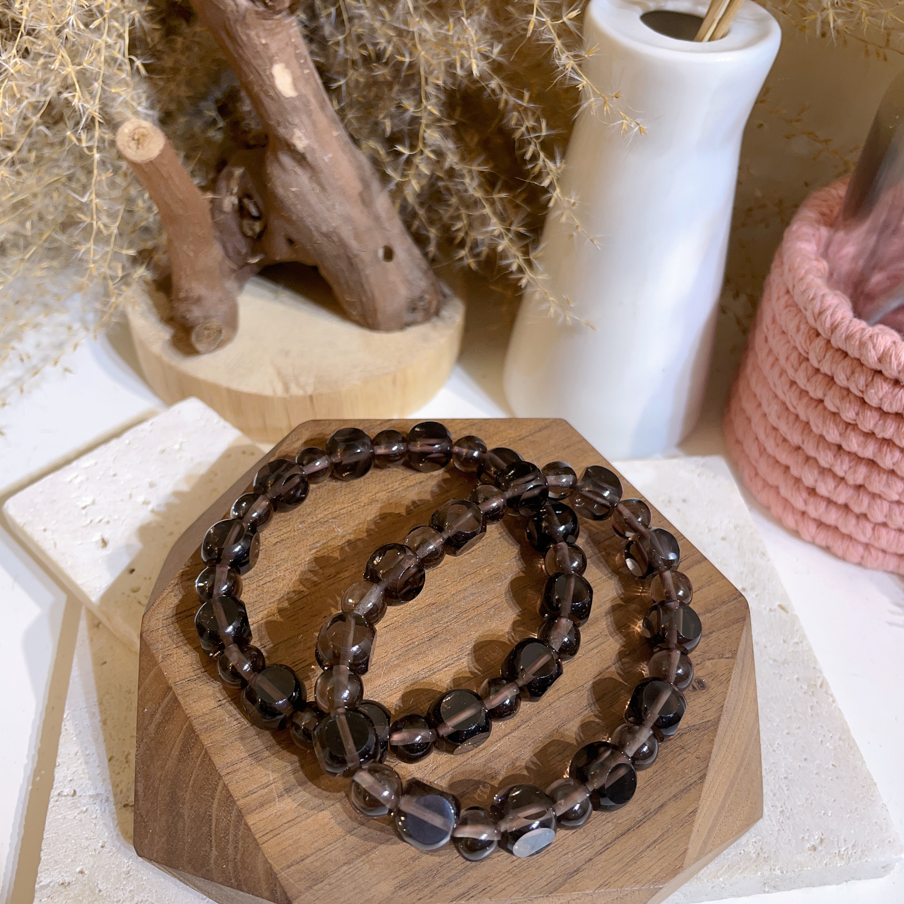 茶晶方圓有度切割手串 8mm