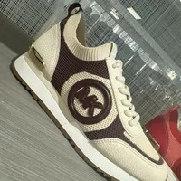 [S] MICHAEL KORS ANDI TRAINER FAUX LEATHER SHOES,BROWN, 49R4AIFS2L-BROWN (SMK1018)