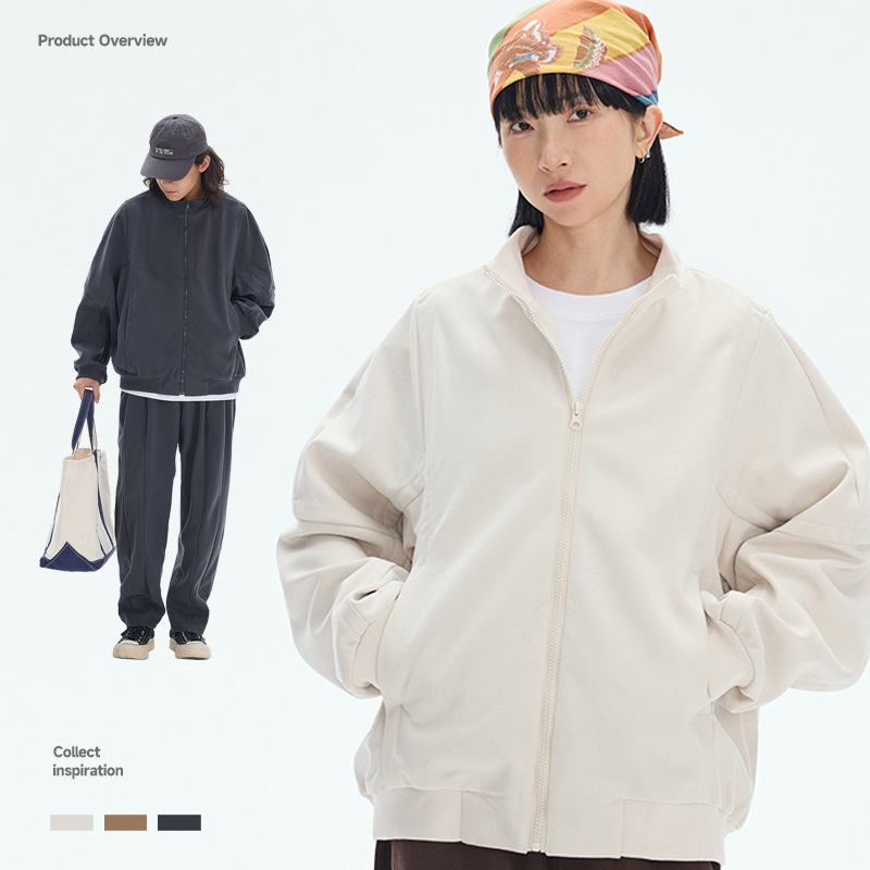 10M25 美式復古立領線條感外套 三色