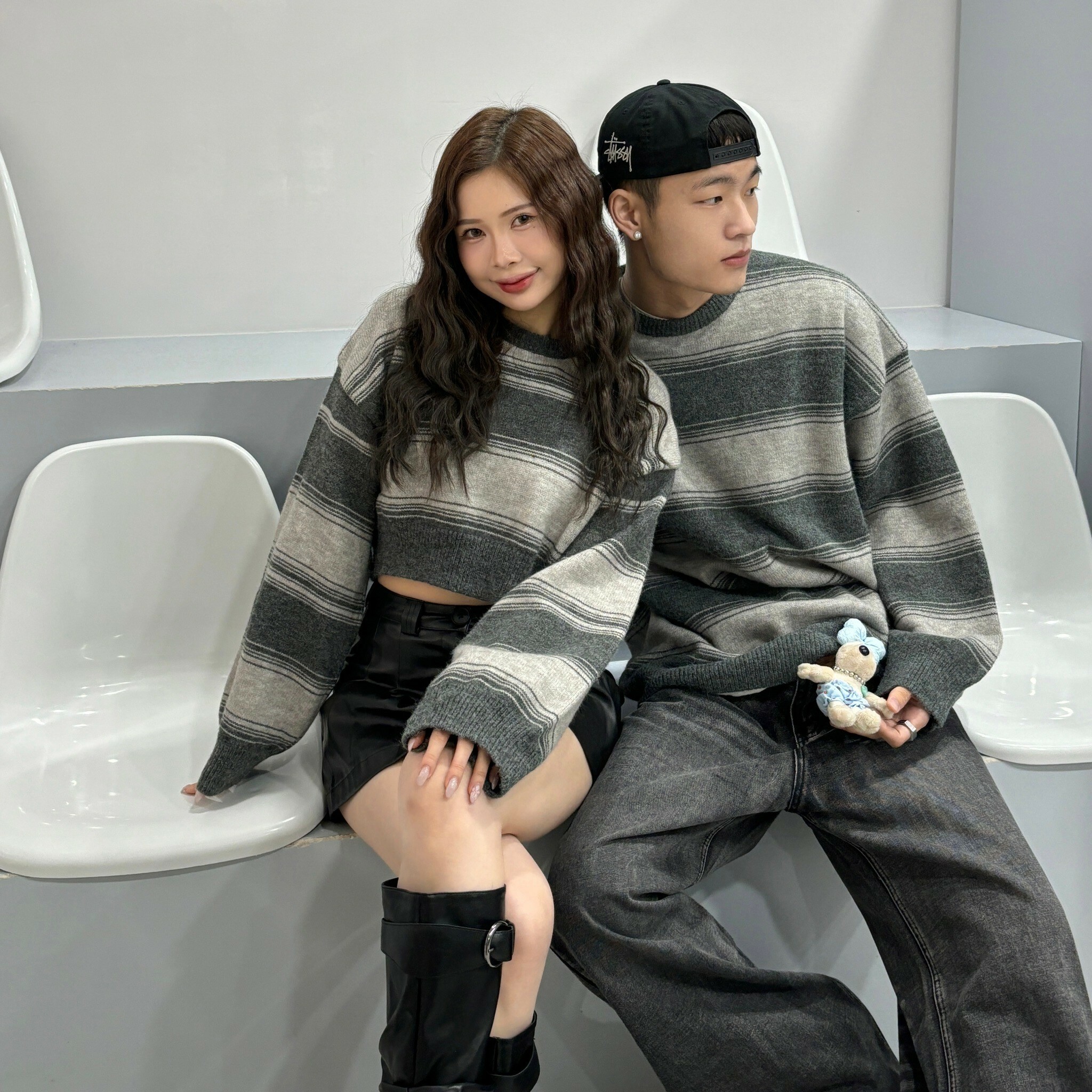 MMB軟糯條紋情侶毛衣