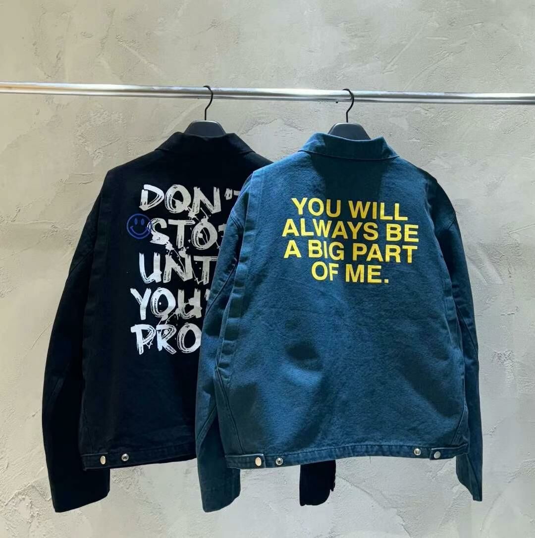 英文字反領拉鍊外套 JK2536