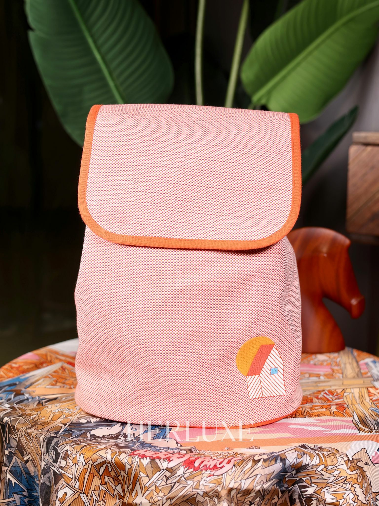 Les cabanes backpack orange/framboise