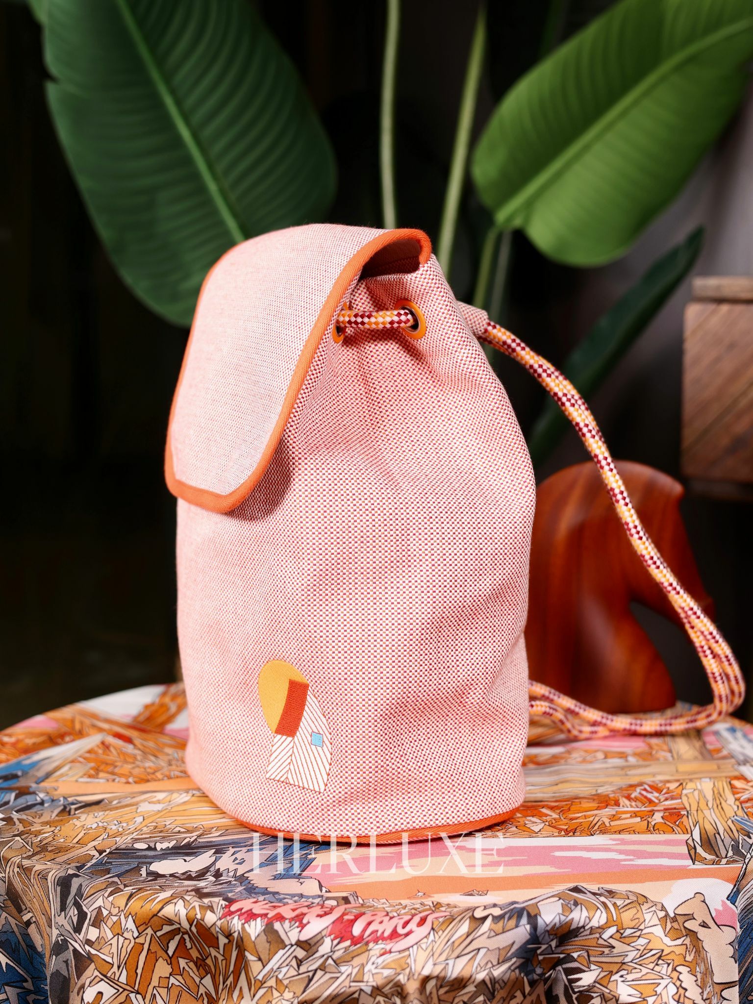 Les cabanes backpack orange/framboise