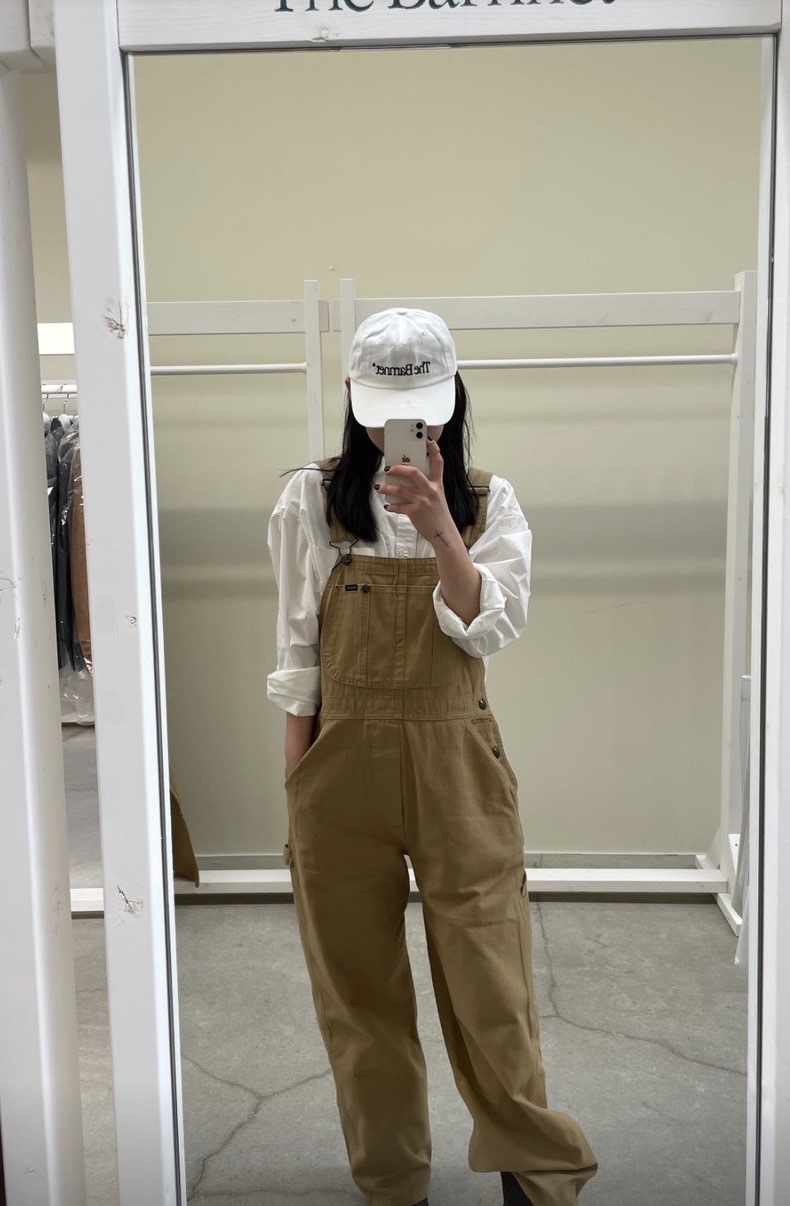 The Barnet - 卡其工裝直筒吊帶褲