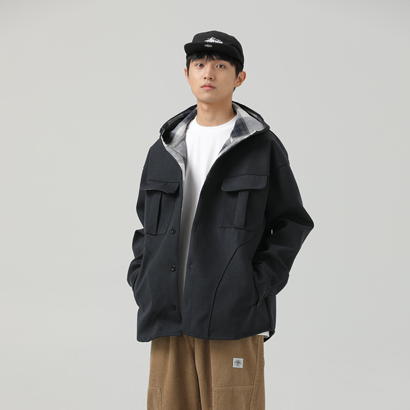 10M22 日系復古率性雙口袋外套 一色