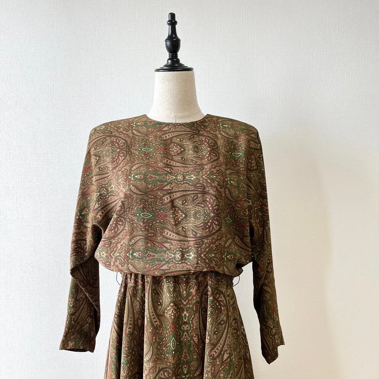 氣質啡色腰果花古着連身裙