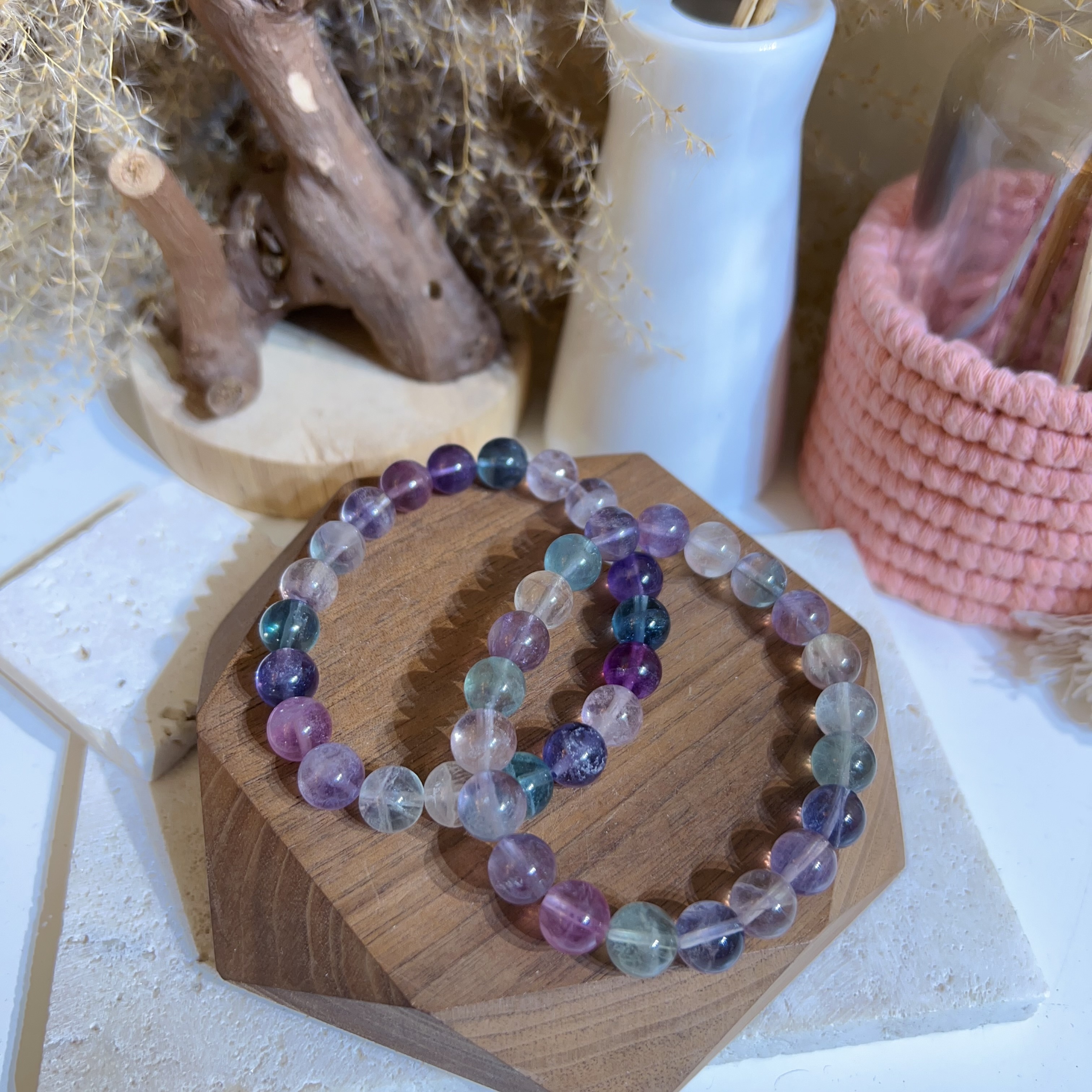 彩透色螢石手串 9mm