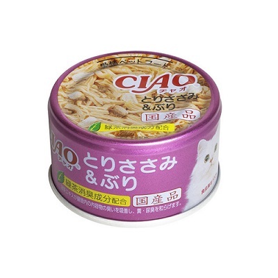 CIAO 罐頭 雞柳+鰤魚 75g,A-38【原箱24 罐】